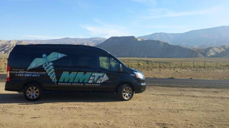 The image features a compact van, which is essential for managed medical transport services. This vehicle type is ideal for long-distance medical transport, ensuring safe and efficient transportation for patients.